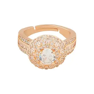TEEJH Jewel of Jaipur CZ Stones Rose Gold Ring
