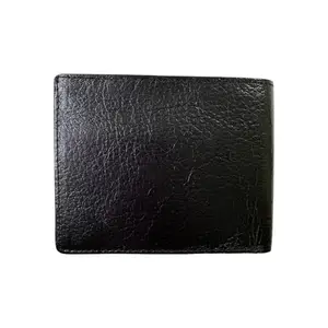 LIDA FASHION Genuine Leather Bifold Wallet for Men, Black, 6 Card Slots, ID Window, Multiple Compartments, 12 cm x 9 cm
