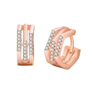 Driara Earring 058 Rose Gold Plated Crystal Hoop Earrings for Women