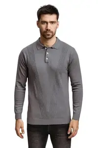 Men's Grey Long-Sleeve Shirt with Tshirt Man (Size XL)