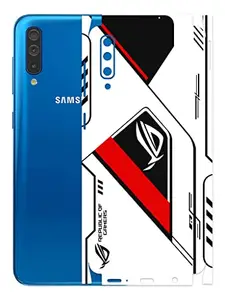 AtOdds - Samsung Galaxy A50 Mobile Back Skin Rear Screen Guard Protector Film Wrap (Coverage - Back+Camera+Sides) (Rog Red)