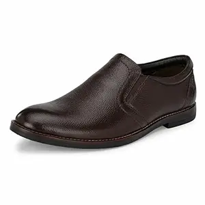 Auserio Men's Full Grain Leather Slip On Formal Shoes | Anti Skid Sole & Padded Collar | with Antimicrobial & Heat-Insulating | Shoes for Office & Parties & All Occassions | Brown 8 UK (SSE 123)