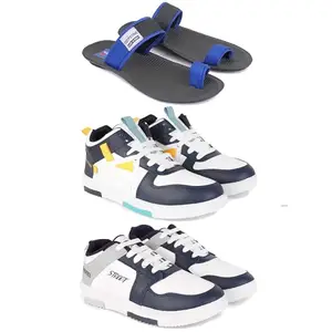 DRACKFOOT Men's Sports Shoes | Lightweight Stylish & Easy to Wear for Men'sGR-SPO-(3-Combo)-3134-1074-1075-6 Multicolor