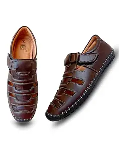 ShoeRise Men Brown Sandal Casual Sandals Trendy Stylish Comfortable Daily use Walking Open Half Sandal for Men UK 6