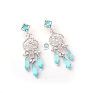 MIRANA Hanna Pastel Blue CZ Designer Earrings