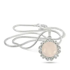 Reiki Crystal Products Rose Quartz Pendant, Natural Crystal Stone Pendant/Locket with Metal Chain for Reiki Healing and Crystal Healing Gemstone Size 25 mm (Color : Pink)