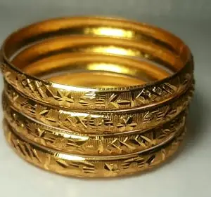 Bronze Stainless Steel Bracelet Bangle For Women Studded Bangle Fashion Jewellery for Women (bracelet Golden yellow 2-4 014)