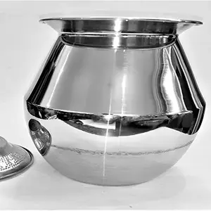 NAAYAGI ™ - Stainless Steel Made / Induction Friendly - Milk Boiling, Rice, Cooking Pot with LID - Big Size - 5+ Litre ( Silver Color) price in India.