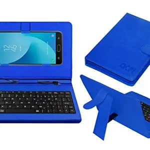 ACM Keyboard Case Compatible with Samsung Galaxy J7 Max Mobile Flip Cover Stand Direct Plug & Play Device for Study & Gaming Blue