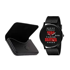 Relish Black Brother Analog Watch with Card Holder Combo for Men and Boy | Gift for Brother | Rakhi Gift