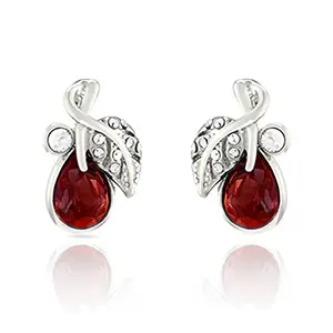 Mahi Rhodium Plated Red berry Marquise Earrings Made with Swarovski Elements for Women ER1194107RRed