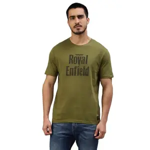 Royal Enfield Men's Regular Fit T-Shirt (TSA230018_Olive