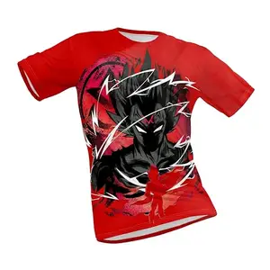 Mens Printed Round Neck Red T-Shirt (X-Large)