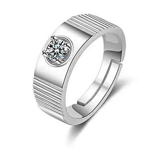 MYKI Majestic Cubic Zircon Adjustable Mens Ring (Silver)