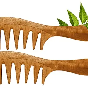 Rufiys Wooden Comb Set for Women | Hair Growth | Anti Dandruff | Neem Wood Detangler Hair Comb