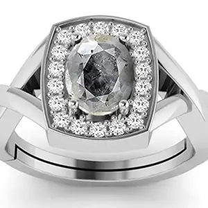 LMDPRAJAPATIS 6.25 Ratti /5.25 Carat White Sapphire Natural Gemstone Silver Plated Ring For Men And Women's