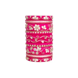 TaashaCraft Gulal Cotton Thread Bangles Set, Handmade Cotton Dori Bangle Set for Women & Girls Size 2.4 Set of (10 Bangles)
