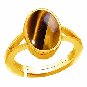 Akshita gems 10.25 Ratti Natural Tiger Eye Silver Ring Original Certified Tiger’s Eye Ring Oval Cut Gemstone Astrological Silver Plated Ring