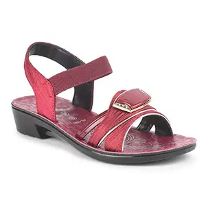 Aqualite Women PL-1563 Sandal, Black/Cherry, 7 UK/India