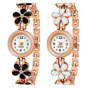 The Shopoholic White Dial Flower Combo Analogue Watch Set for Girls