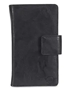 MUTAQINOTI Unisex Jet Black Genuine Leather Passport Holder Cheque Book Holder Travel Wallet Card for Men and Women