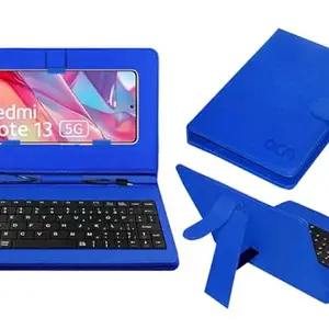 ACM Keyboard Case Compatible with Xiaomi Redmi Note 13 Mobile Flip Cover Stand Direct Plug & Play Device for Study & Gaming Blue