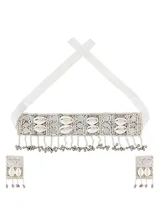 CARDINAL White Beads Weaving Shell Stud Choker Necklace Set & Earrings