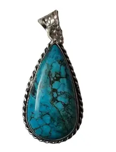 Atindriya Healing Organics Natural Turquoise Pear Shape Crystal Stylish Handmade Pendant Jewellery | Ideal Gift for Women and Men | Promotes Self Realization, Balance and Healing