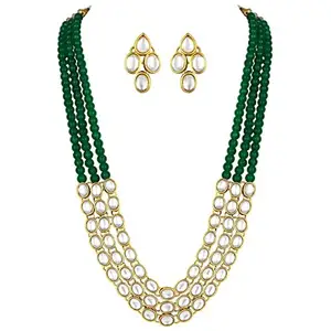 JEEVAN SAATHI FASHION Victorian Beads Natural Kundan Indian Trendy Jewellery set, Handmade Necklace for Women, Brass, kundan