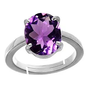 ANUJ SALES 13.00 Ratti 12.50 Carat Amethyst Stone Silver Plated Adjustable Ring Original and Certified Top Quality natural Katela/Jamunia Ring for men and women
