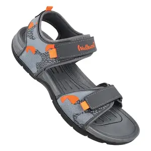 WALKAROO WC4432 Mens Casual and Regular Wear Fashion Sandals - Grey Orange
