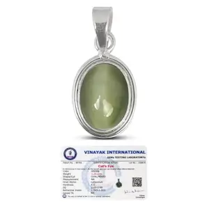 Reiki Crystal Products Natural Certified Lehsunia Cats Eye Gemstone Pendant Original Silver 925 Pendant for Women Men - 9 Ct Approx