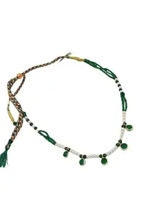 Rajasthan Enterprises Traditional Indian Pearl Beaded Necklace Set with Toned Pendant and Earrings Style_356