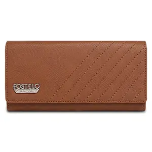 Fostelo Women's Faux Leather Two Fold Wallet (Tan) (Medium)