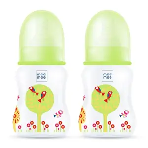 Mee Mee Baby Feeding Bottle 125ml |BPA-Free Baby Milk Bottle with Eazy Flo Technology, Anti-Colic Valve, Non Toxic and Ergonomic Design for New Born/Infants/Toddler Upto 3 Years (Green,Pack of 2)