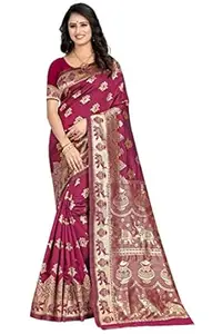 Shasmi Women's Banarasi Saree Pure Kanjivaram Silk Saree Soft new ladies 2026 Design Wear Pattu Sarees Latest Cotton Party Sari collections With Blouse Piece for Wedding sadi (SAM SAN 9016)