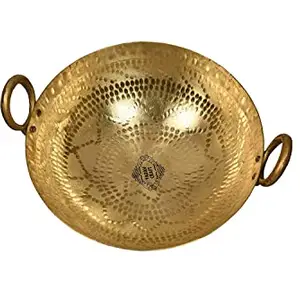 Yadav Craft Yadav Craft ® Brass Kadhai (3 L, Golden, 12 x 24 x 8 Centimeters)