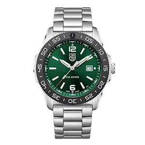 Luminox Stainless Steel Sea Date Analog Dial Color Green Men Watch - Xs.3137, Silver Band