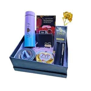 Innovative Gifts Customized Men Gift Hamper – Wallet, Water Bottle, Pen, Keychain, Belt, Feronis Chocolate, Perfume, Golden Rose & Valentine Card I Personalized Gift for Him Birthday Anniversary
