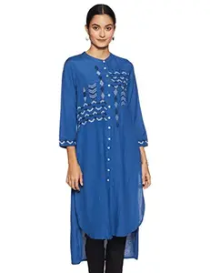 global desi Women's Regular fit Shirt (SS18GP078TURLM.Blues_M.Blue Small)