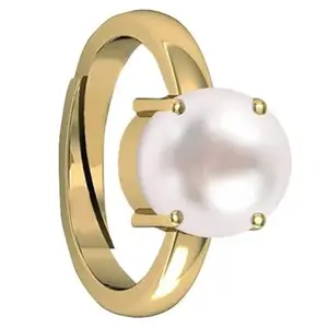 DAURAYA GEMS South Sea Pearl 7.25 Ratti 6.00 Carat Natural Pearl Gemstone Original Certified Moti Adjustable Astrological panchhdhaatu/Ashtadhatu Gold Ring for Men and Women