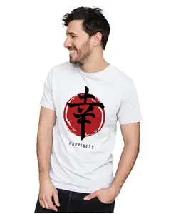 Men's & Women's Regular Fit T-Shirt Just Be Happy - Smile 100% Cotton Unise T-Shirt White|Female4XL(KANHAP20-White 4XL Men Goal)