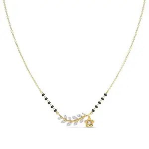 Rose Gold-Plated Floral Design Mangalsutra with American Diamond Gold Plated Designer Mangalsutra Pendant for Girls and Women (With Chain)