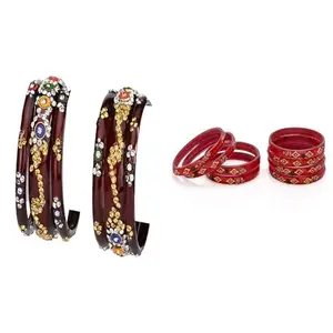 Somil Elegant Combo Bangles For Women & Girls | Stylish Bangles Set For Everyday & Functions, Pack Of 14, Maroon, Red -B478