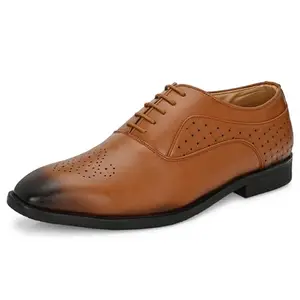 Centrino Lace-up Men's Formal Shoe | Stylish with Soft Cushioned Insole | Trendy Lace-Up Design | Perfect for Formal & Office Wear 7668-3 TAN