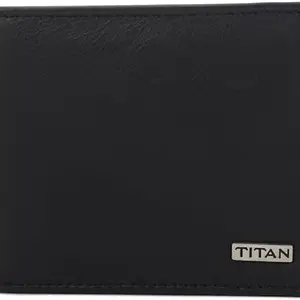 Titan Black Leather Bifold Wallet with Coin Pocket for Men