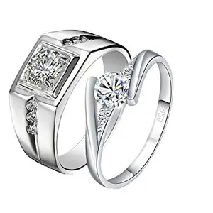 dc jewels Designer Sterling Silver Swarovski Crystal Adjustable Couple Rings for Men and Women