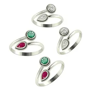 PEEN ZONE WE DELIVER THE ACTUAL JEWELRY Peenzone 92.5-925 Sterling Silver Cubic Zirconia AD Toe Rings Set for Women Girls