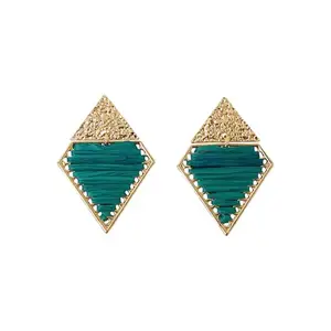 Accessorize London Women Green Diamond Drop Thread Earrings