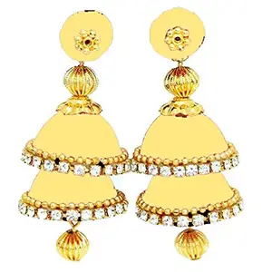 THREAD TRENDS Silk Thread Fabric Double Earrings for Womens Gold Color